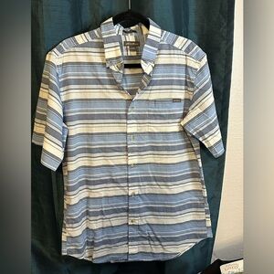 Eddie Bauer Blue and White Striped Men's Button Up Shirt